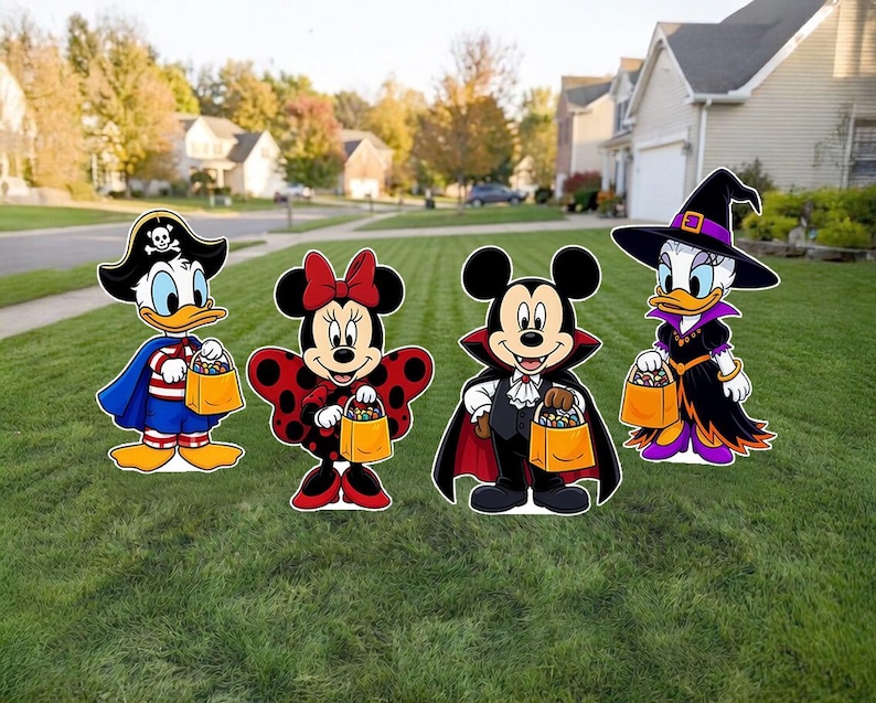 Mickey Mouse & Friends Halloween Yard Sign cutout, Minnie mouse Halloween Decor, Daisy Donald duck Trick or Treat, Outdoor mickey Halloween image 1
