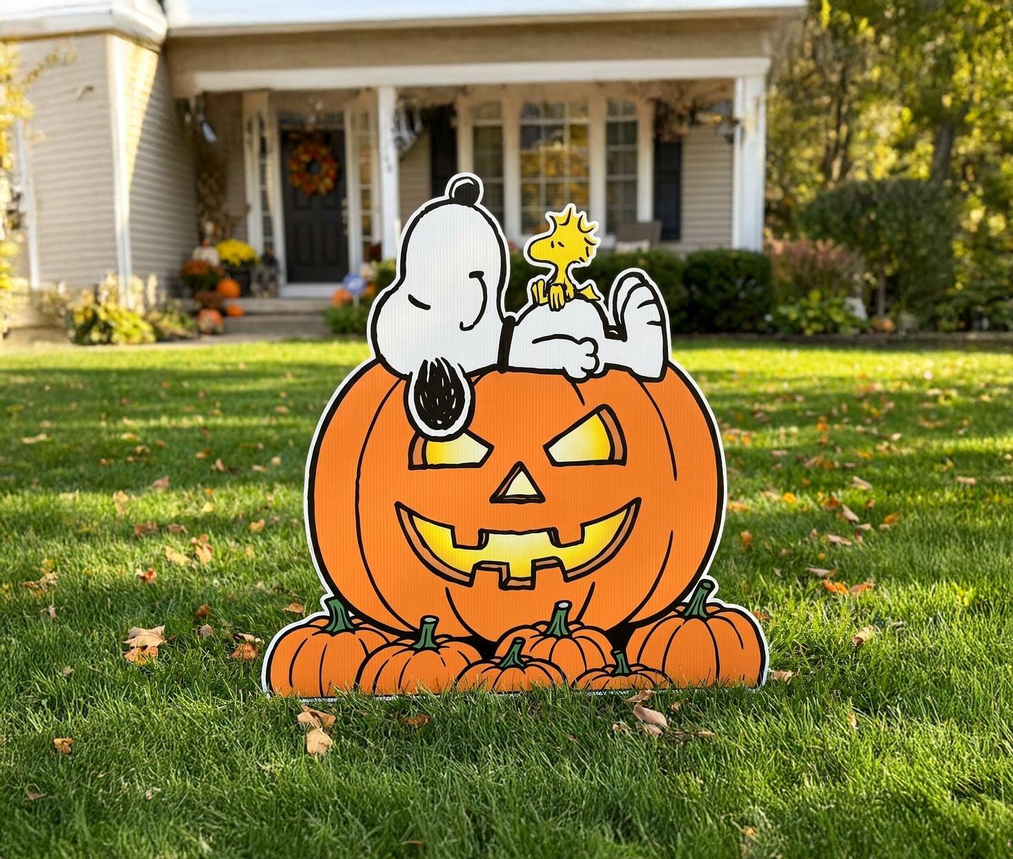 スヌーピー ハロウィン PVC SNOOPY Halloween PEANUTS Snoopy Pumpkin Yard Sign, Peanuts Halloween Decor, Great Pumpkin