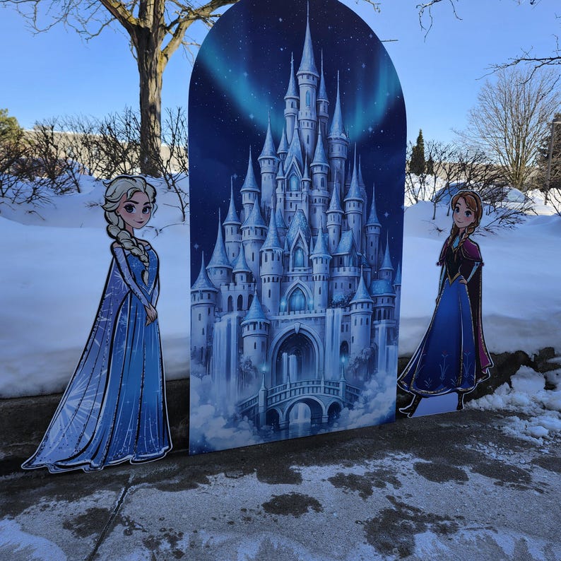 Frozen Castle Backdrop Arch | Elsa Anna Birthday Party Decor | Frozen Winter Photo Backdrop | Elsa Anna cutout | Elsa Anna Backdrop image 3