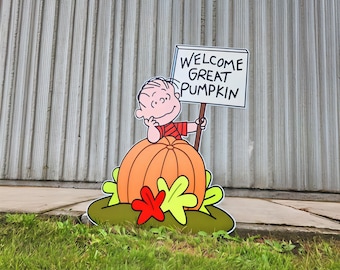 Halloween Welcome Great Pumpkin sign cutout snoopy Trick or treat Charlie brown Halloween peanuts Halloween snoopy Halloween got a rock