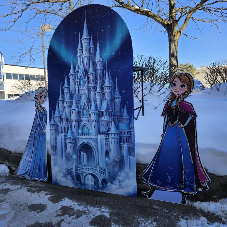 Frozen Castle Backdrop Arch | Elsa Anna Birthday Party Decor | Frozen Winter Photo Backdrop | Elsa Anna cutout | Elsa Anna Backdrop image 2