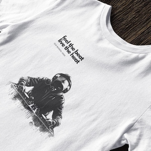 Minimalistische hiphopbeat-T-shirt | Streetwear DJ- en MC-T-shirt | Uniseks shirt in rapstijl - mc-cadeau-T-shirt - cadeau-idee muziekliefhebber
