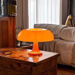 Orange Mushroom Table Lamp: Bauhaus Danish Design, USB Bedside Light