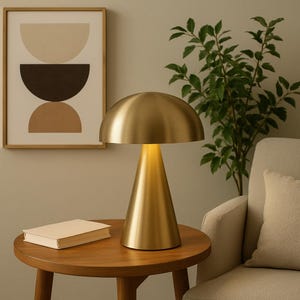 Retro Mushroom Table Lamp – Rechargeable LED Night Light, Touch Sensor Bedside & Desk Lamp for Bedroom or Reading