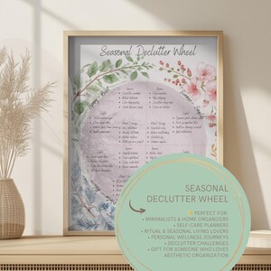 Seasonal Declutter Wheel Printable, Home Organization Chart, Minimalist Decluttering Planner