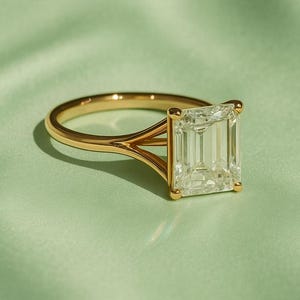 Moissanit Ring im Smaragdschliff: 14k Gold Schamane Ehering
