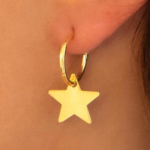 Pendientes de aro con estrella, plata ley 925