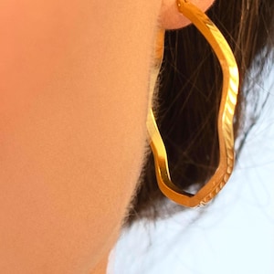 Irregular Large Hoops Gold Color 18K Plating 36MM