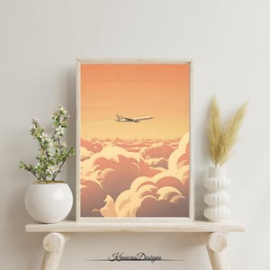 Vintage Aviation Poster: Airplane Wall Art Print, Travel Decor
