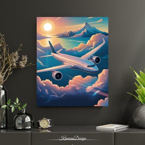Minimalist Airplane Poster: Aviation Wall Art Print, Pilot Gift (Digital Download)