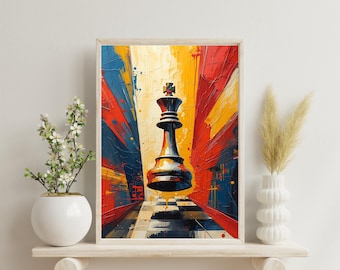 Minimalist Chess Poster: Game Room Wall Art, Gift for Chess Players