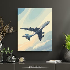 Minimalist Airplane Poster: Aviation Wall Art Print, Travel Decor (Digital Download)