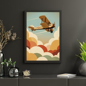 Vintage Aviation Poster: Minimalist Airplane Art, Retro Travel Decor (Digital Download)