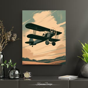 Vintage Airplane Poster: Minimalist Aviation Art Print (Digital Download)