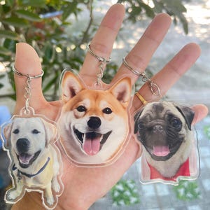Dog Keychain with Pet Photo, Custom Dog Portrait Keychain, Pet Lover Gift, Pet Memorial Keepsake, Personalized Holiday Gift