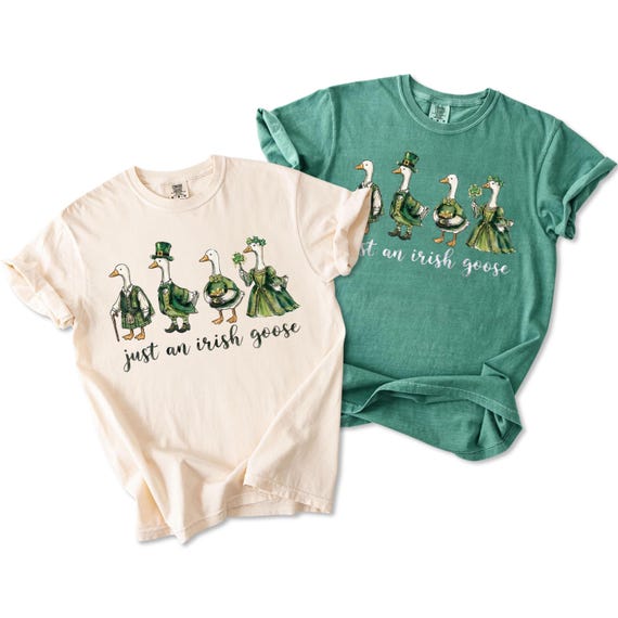 Comfort Colors Shirt Goose St Patrick's Day, Silly Irish Goose Four Leaf Clover T-Shirt, Cute Lucky Animal Women's Shenanigans, Tee for Her.