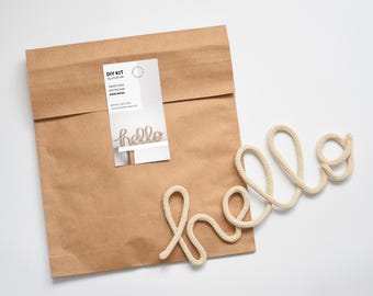 Knitted Name Decor Kit: DIY Wire Sign Craft for Kids