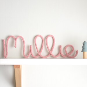 Baby Name Sign, Personalized Knitted Word, Personalized Nursery Decor, Wire Word, Custom Nursery Decor, Baby Room Decor, Playroom Decor image 2