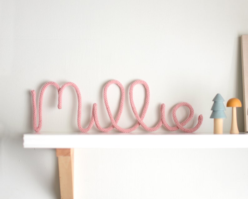 Baby Name Sign, Personalized Knitted Word, Personalized Nursery Decor, Wire Word, Custom Nursery Decor, Baby Room Decor, Playroom Decor image 2