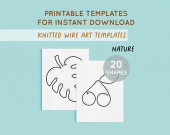 Wire Art Template, Wire Craft, Flowers, Printable Templates for Knitted Wire, Wire Art Tutorial, Wire bending, Tricotin Art, ICord, Download