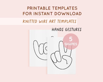 Knitted Wire Templates, Printable Templates, Hand Gestures Signs Templates, DIY Wall Decor, Wire Tutorial, Wire Pattern, ICord, Tricotin