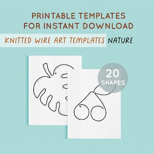 Wire Art Template, Wire Craft, Flowers, Printable Templates for Knitted Wire, Wire Art Tutorial, Wire bending, Tricotin Art, ICord, Download