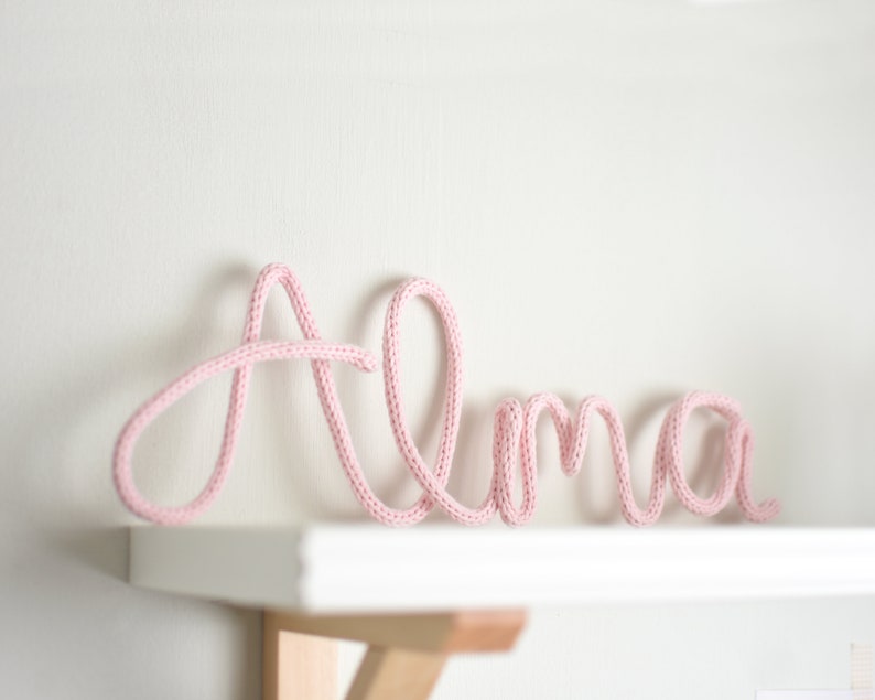 Baby Name Sign, Personalized Knitted Word, Personalized Nursery Decor, Wire Word, Custom Nursery Decor, Baby Room Decor, Playroom Decor image 5