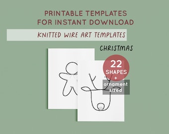Christmas Printable Template for Knitted Wire, Christmas Ornaments, Wire Art Templates, Christmas Decor, Tricotin, Bending Wire Craft, ICord