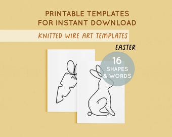Easter Knitted Wire Templates, Knitted Wire Pattern Bundle, Printable Template for Knitted Wire, Diy Crafts Knitting,  Tricotin Art
