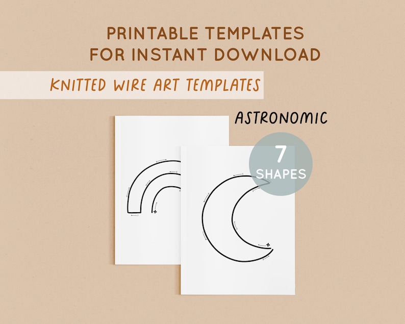 Wire Art Template, Craft Template, Printable Templates for Knitted Wire, Wire Art Tutorial, Wire bending, Knitted Shapes, ICord image 1