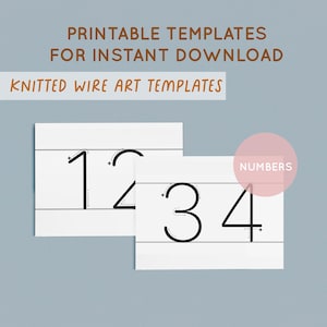 Druckbare Zahlen Vorlagen für Strickdrahtkunst, Drahtbiegemuster, Tricotin, ICord, druckbare PDF-Datei, digitaler Download