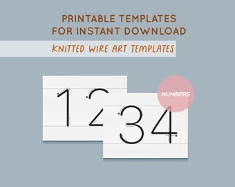Printable Numbers Templates for Knitted Wire Art, Wire bending Pattern, Tricotin, ICord, Printable PDF,  Digital Download