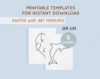 Design Templates, Wire bending, Tricotin, Wire Craft, Printable Knitted Wire Art Template, Wire Tutorial, ICord, Sea Life, Instant Download