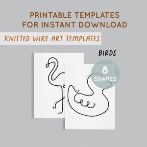 Wire Art Templates, Printable Template for Knitted Wire, Wire bending, Birds Templates, Tricotin, Wire Tutorial, ICord, Instant Download