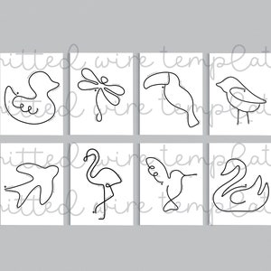 Wire Art Templates, Printable Template for Knitted Wire, Wire bending, Birds Templates, Tricotin, Wire Tutorial, ICord, Instant Download image 2