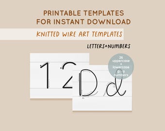 Printable Letter Templates for Knitted Wire Art, Icord Alphabet Template, Wire Bending Numbers Pattern, Tricotin Template, Digital Download