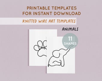 Printable Template for Knitted Wire, Wire bending, Design Templates, Tricotin, Wire Craft, Wire Tutorial, ICord, Animals, Instant Download