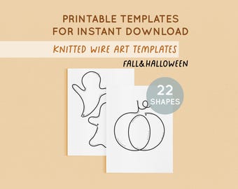 Halloween Printable Template for Knitted Wire, Wire Art Templates, Halloween Decor, Tricotin, Bending Wire Craft, ICord, Boo, Ghost, Pumpkin