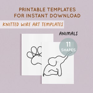 Printable Template for Knitted Wire, Wire bending, Design Templates, Tricotin, Wire Craft, Wire Tutorial, ICord, Animals, Instant Download