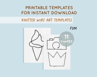 Printable Template for Knitted Wire, Wire bending, Design Templates, Tricotin, Wire Craft, Wire Tutorial, ICord, Ice Cream, Instant Download