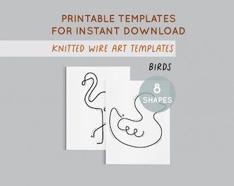 Wire Art Templates, Printable Template for Knitted Wire, Wire bending, Birds Templates, Tricotin, Wire Tutorial, ICord, Instant Download