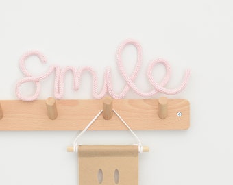 Baby Room Decor, Smile Knitted Sign, Wire Word Sign, Playroom Sign, Knitted Word Sign, Baby Sign for Nersury, Baby Shower Gift