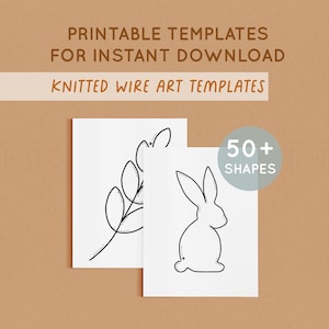 Pacote de modelos de arte em arame, modelos para impressão de arame tricotado, padrões de formas de dobra de arame, tricô, cordão, animais, download instantâneo em PDF