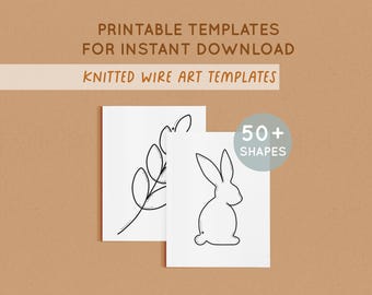 Wire Art Template Bundle, Printable Template for Knitted Wire, Wire bending Shape Patterns, Tricotin, ICord, Animals, PDF Instant Download