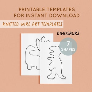 Wire Art Template, Dinosaur Template, Printable Templates for Knitted Wire, Wire Art Tutorial, Wire bending, Knitted Shapes, ICord, Tricotin