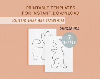 Wire Art Template, Dinosaur Template, Printable Templates for Knitted Wire, Wire Art Tutorial, Wire bending, Knitted Shapes, ICord, Tricotin