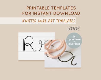 Printable Letter Templates for Knitted Wire Art, Icord Alphabet Template, Wire Bending Letters Pattern, Tricotin Template, Digital Download