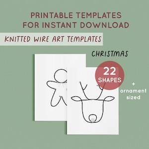 Plantilla imprimible navideña para alambre tejido, adornos navideños, plantillas para arte con alambre, decoración navideña, tricotina, manualidades con alambre doblado, iCord