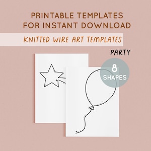 Plantilla de arte con alambre, plantillas imprimibles para tejer con alambre, tutorial de arte con alambre, doblado de alambre, formas tejidas, tricotina, icord, descarga digital