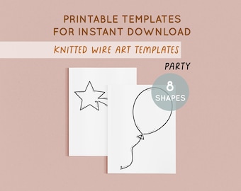 Wire Art Template, Printable Templates for Knitted Wire, Wire Art Tutorial, Wire bending, Knitted Shapes, Tricotin, ICord, Digital Download